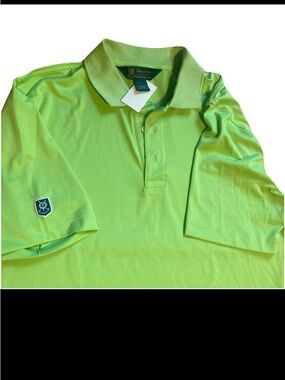 Brooks Brothers St Andrews Links Polo Shirt Mens L Lime Green Embroidered Golf